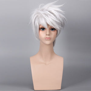 Anime Naruto Costume Shinobi Hatake Kakashi Uzumaki Naruto Cosplay Wig Ninja Short Golden Silver Synthetic Hair Halloween Props