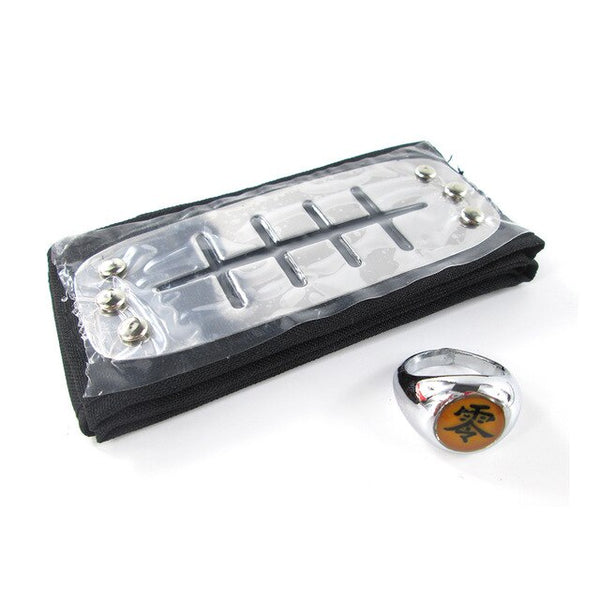 Naruto Akatsuki Pain Uchiha Itachi Hidan Sasori Kakuzu Deidara Konan Kisame Orochimaru Ninja Headband+Ring 2Pcs/Set