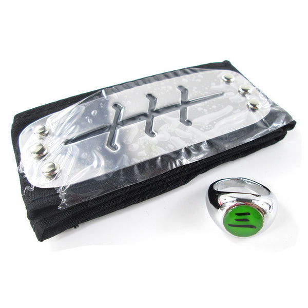 Naruto Akatsuki Pain Uchiha Itachi Hidan Sasori Kakuzu Deidara Konan Kisame Orochimaru Ninja Headband+Ring 2Pcs/Set