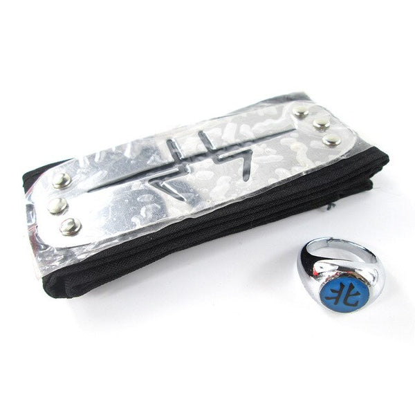 Naruto Akatsuki Pain Uchiha Itachi Hidan Sasori Kakuzu Deidara Konan Kisame Orochimaru Ninja Headband+Ring 2Pcs/Set