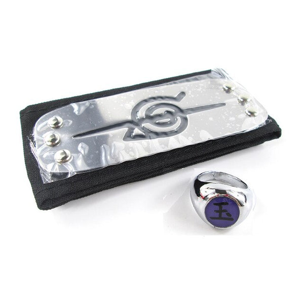 Naruto Akatsuki Pain Uchiha Itachi Hidan Sasori Kakuzu Deidara Konan Kisame Orochimaru Ninja Headband+Ring 2Pcs/Set