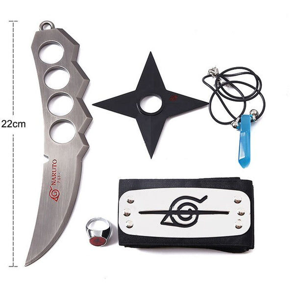 Naruto Cosplay Naruto Uzumaki Sarutobi Asuma Konoha Ninja Accessories (Headband+Ring+Necklace+Kunai+Shuriken) 5Pcs/Set